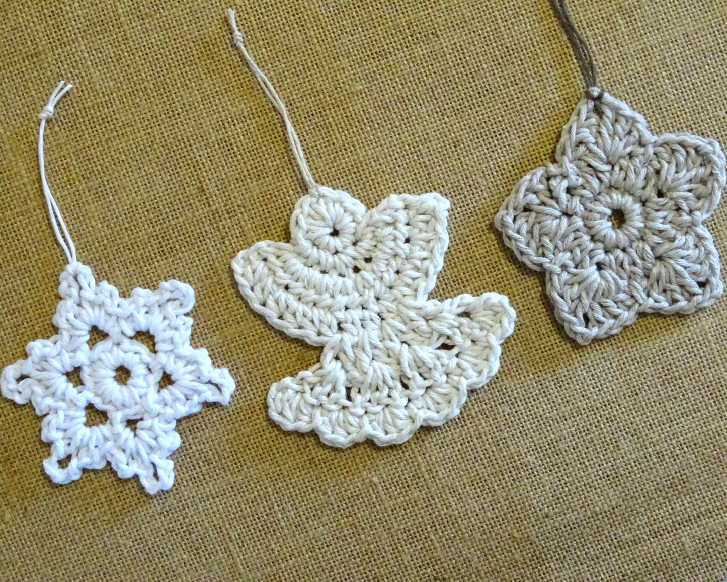 Crochet Christmas Ornaments Pattern: Boho Star, Angel, Snowflake (PDF) 0170