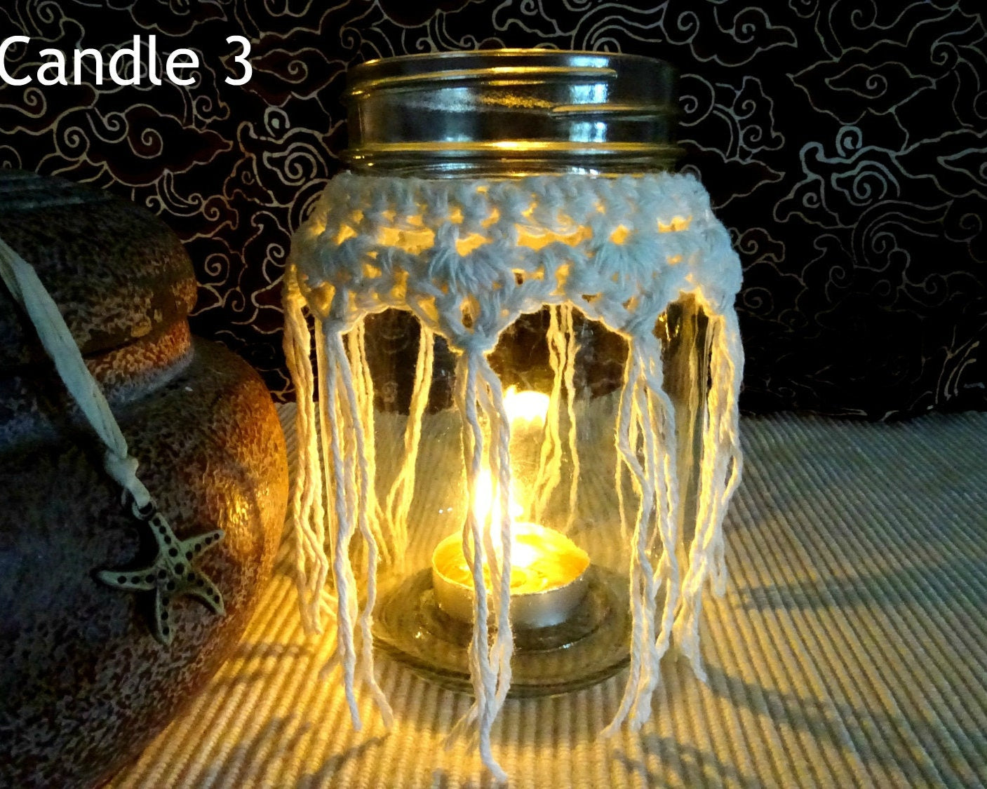 Crochet Candle Cozy Pattern: Boho Mason Jar Covers (PDF Pattern) 0100