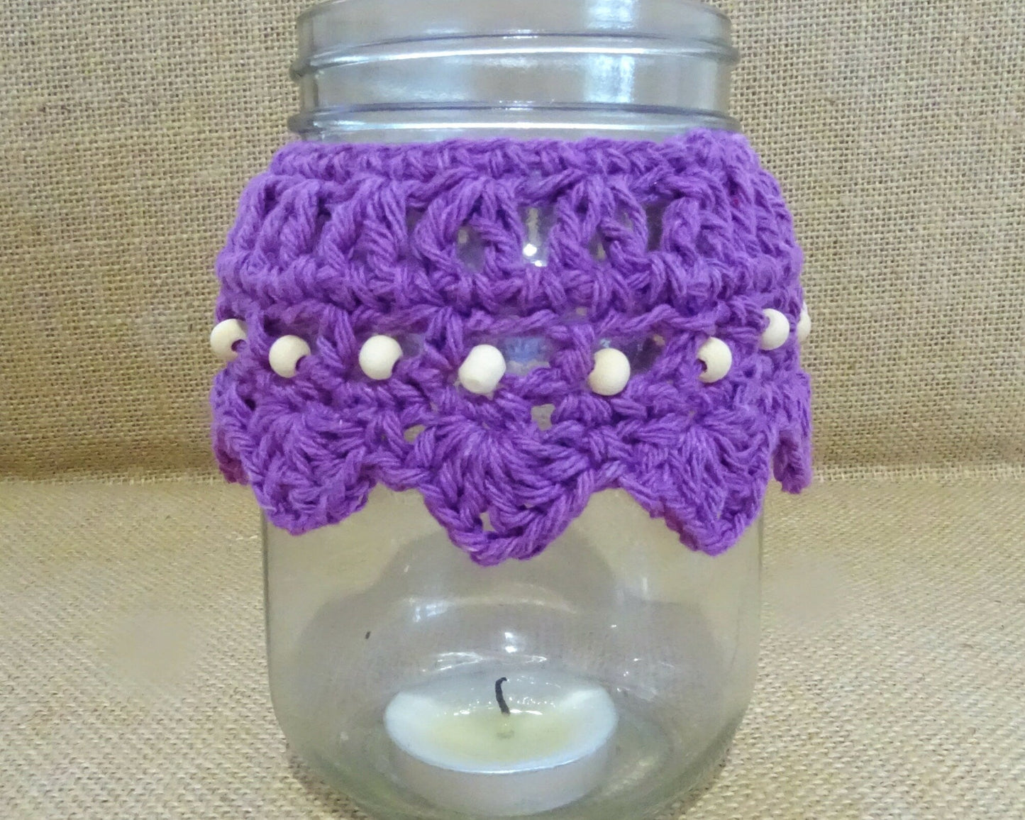 3 x PDF Crochet Candle Cozy Pattern | Crocheted Mason Jar Covers Tutorial | DIY Boho Wedding Candles Project | Home Decor Housewarming 0159
