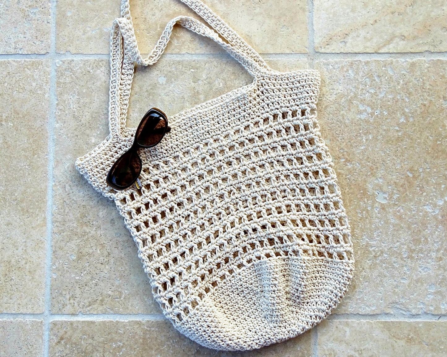 Crochet Bag Pattern | PDF Crocheted Beach Bag Tutorial | DIY Market Bag Pattern Project | Crochet Bag Making | Boho Shoulder Bag 0158