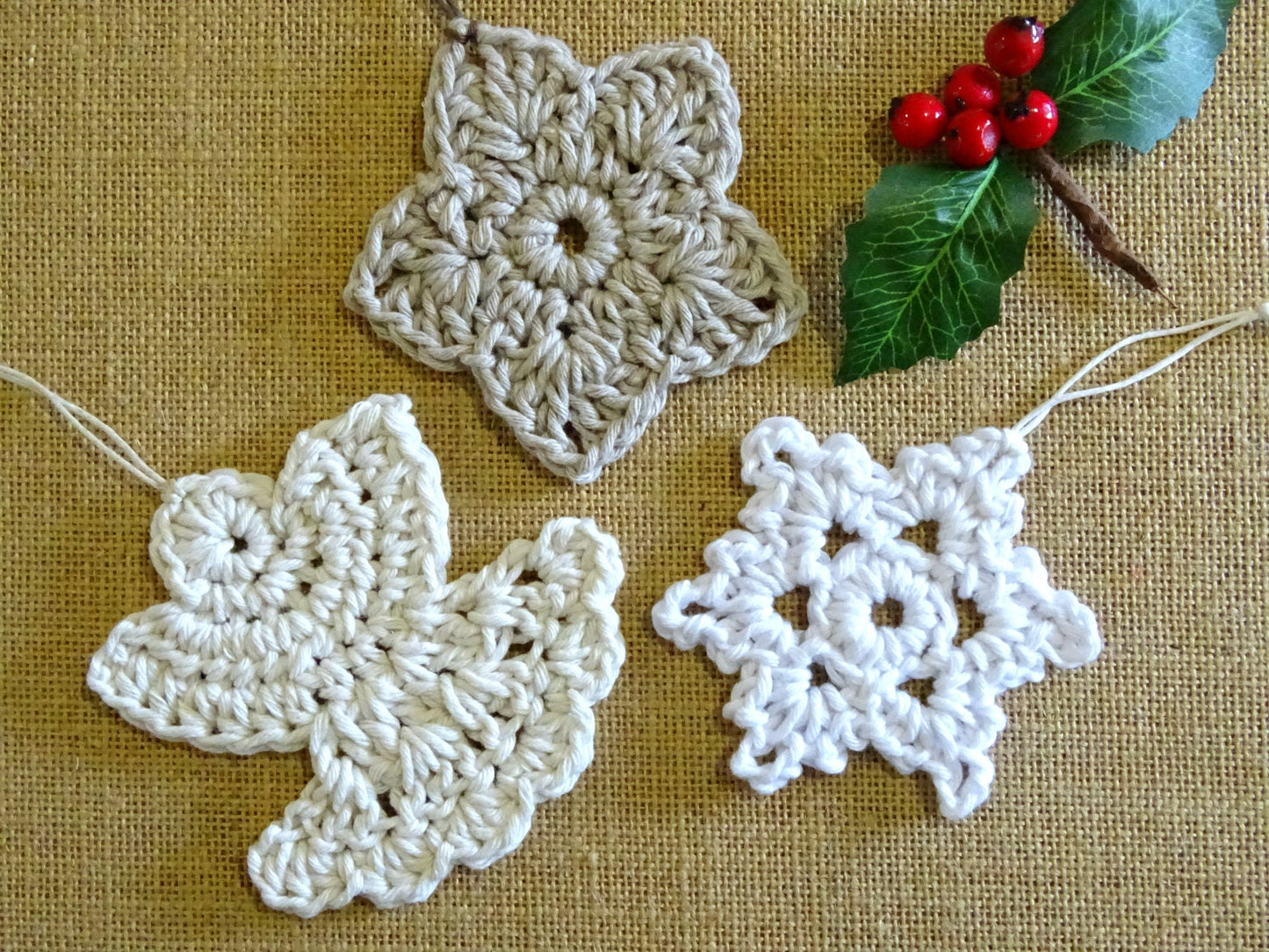 3 x PDF Crochet Christmas Tree Ornaments Pattern | DIY Crocheted Boho Christmas Decorations Tutorial | Holiday Gifts Crochet Projects 0170
