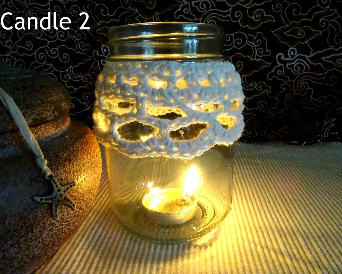 Crochet Candle Cozy Pattern: Boho Mason Jar Covers (PDF Pattern) 0100