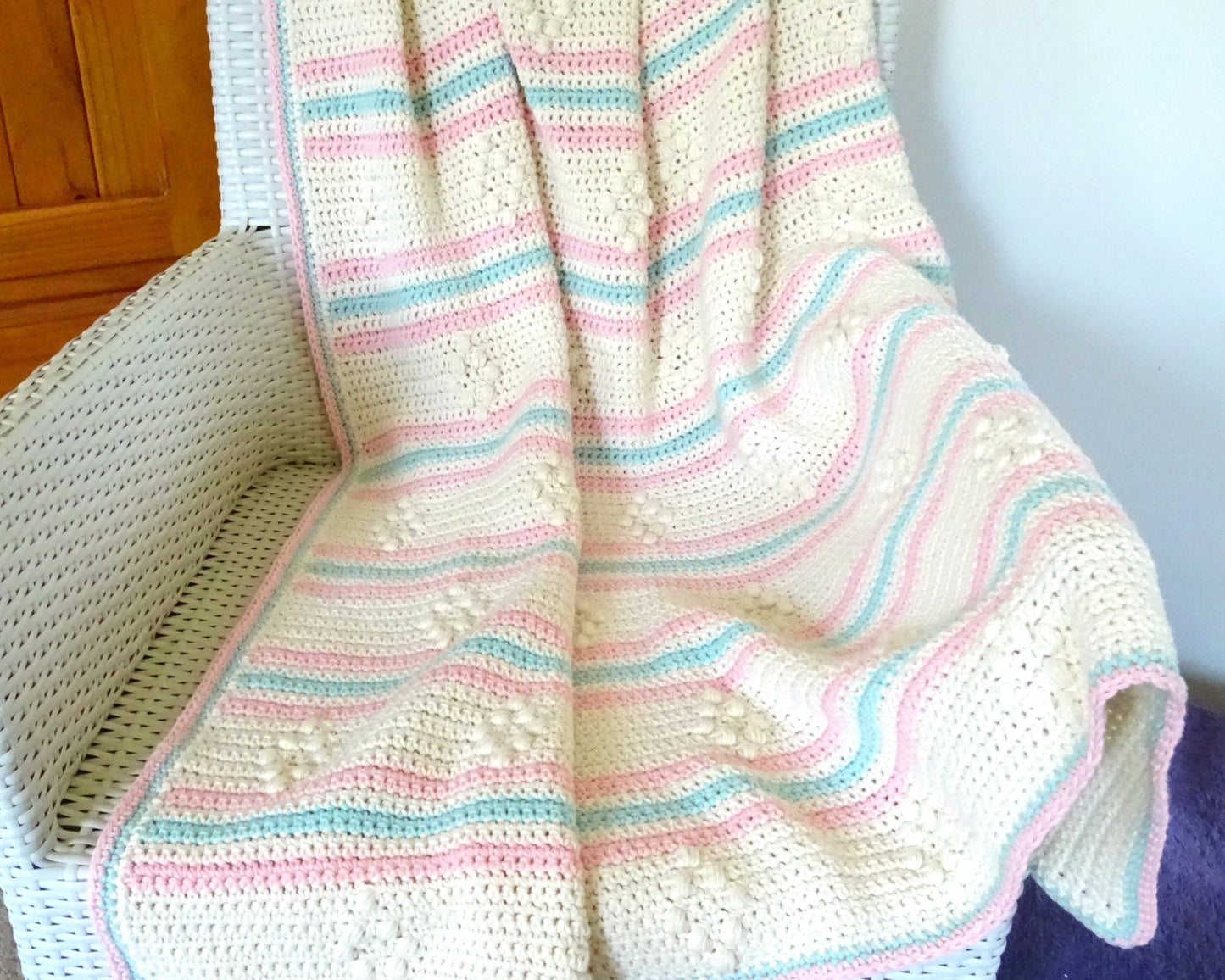Crochet Baby Blanket Pattern | Crocheted DIY Cot Cover PDF Download | Nursery Decor Throw Rug For Baby Room 0149