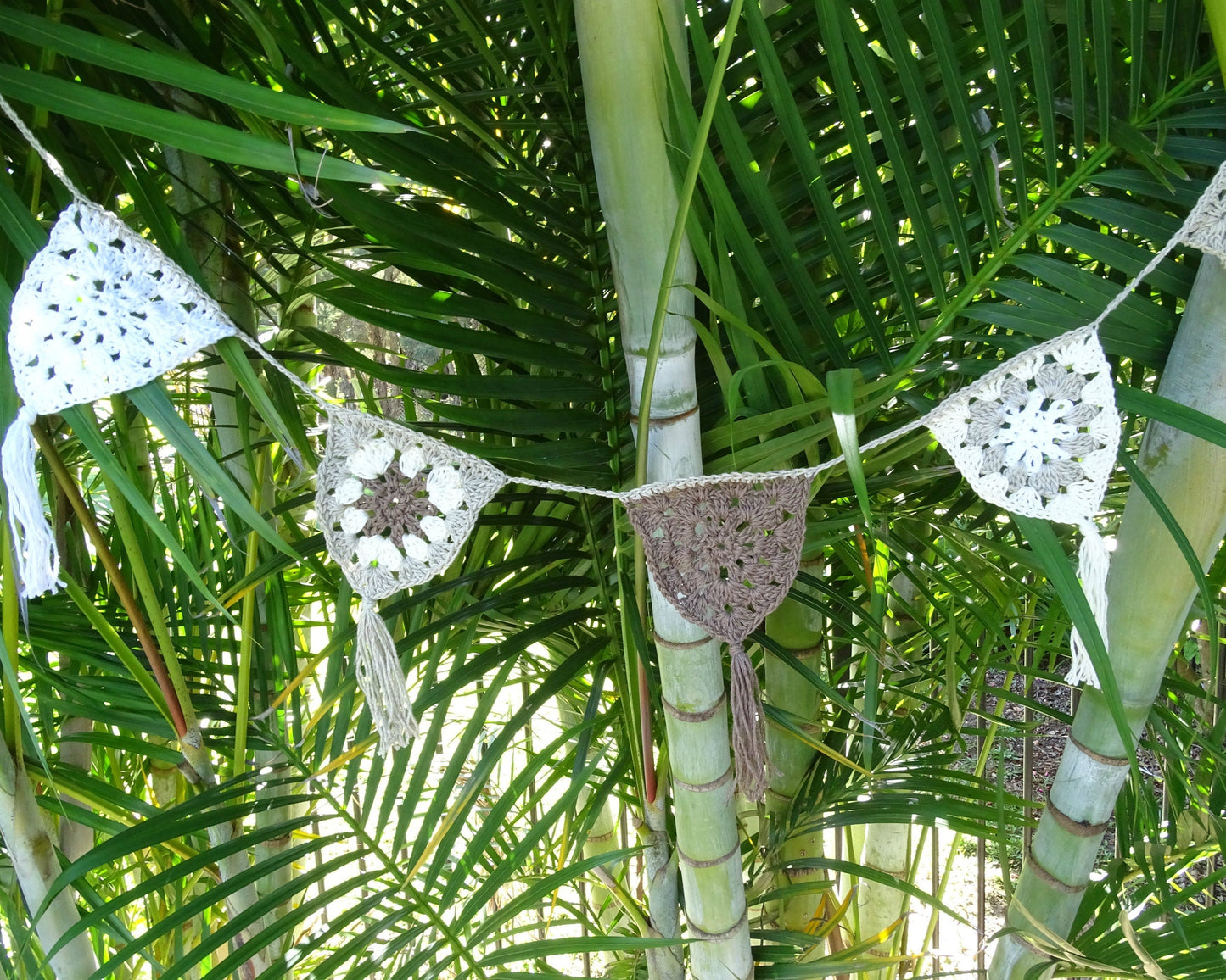 Crochet Bunting Pattern | Crocheted Garland Tutorial Stash Buster | DIY Boho Wall Decor Project | Boho Home Decor House Warming Gift 0163
