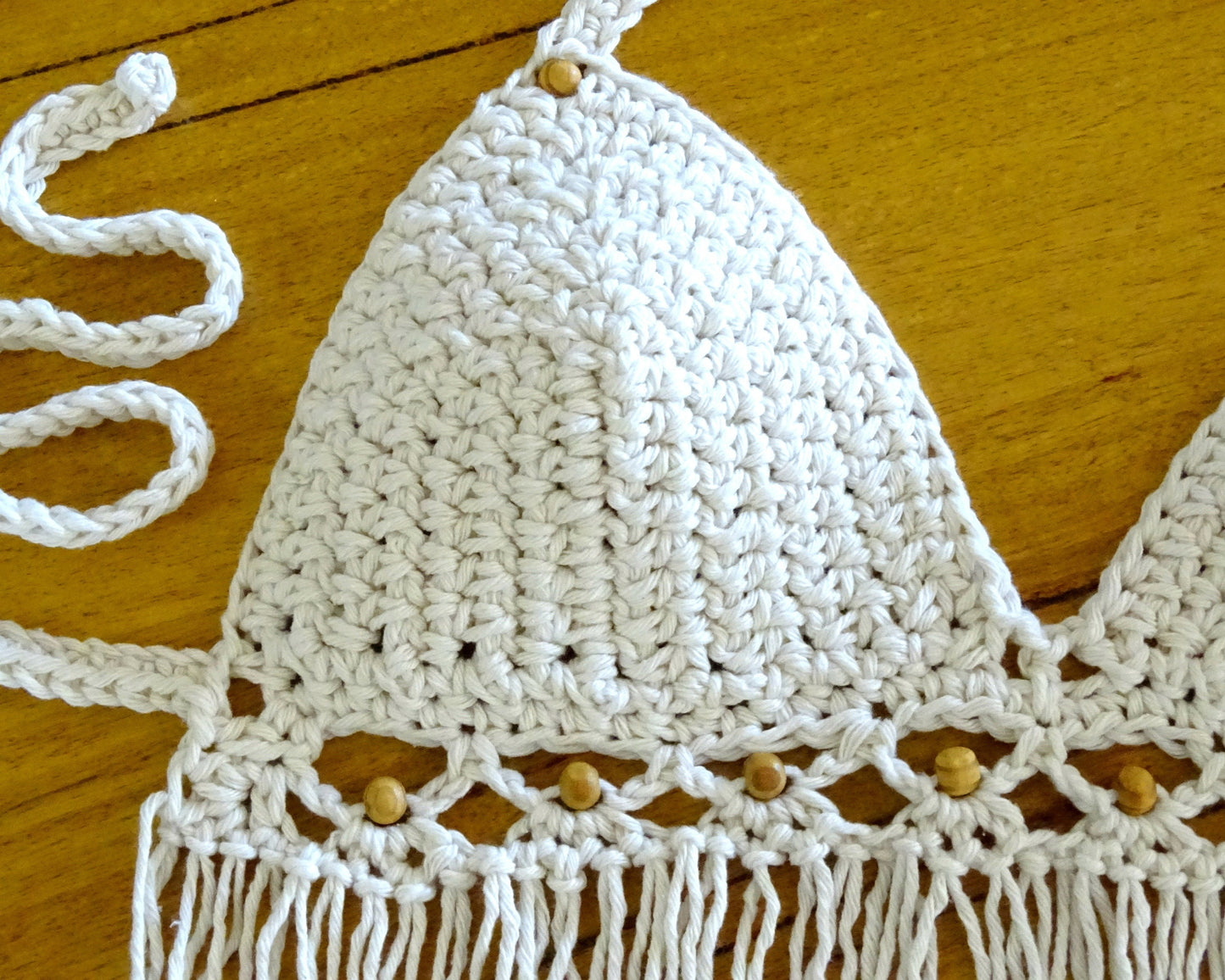 Crochet Boho Top Pattern Download | Crocheted Tassel Bikini Halter Crop Top PDF Pattern | Beaded Bohemian Clothing Festival Top 0114
