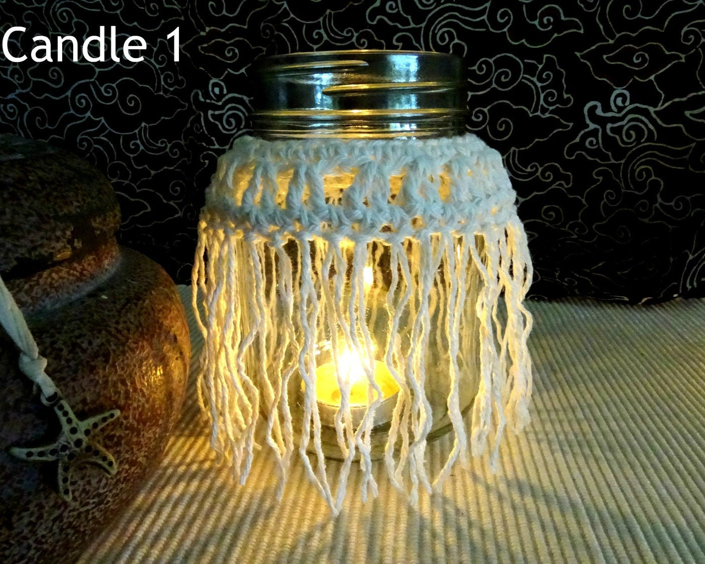 Crochet Candle Cozy Pattern: Boho Mason Jar Covers (PDF Pattern) 0100