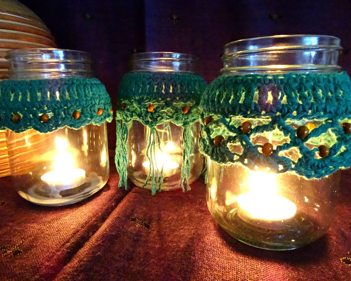 3 x PDF Crochet Candle Cozy Cozies Patterns For Mason Jars | Crocheted Home Decor House Warming Gift | DIY Boho Wedding Candles | 0133