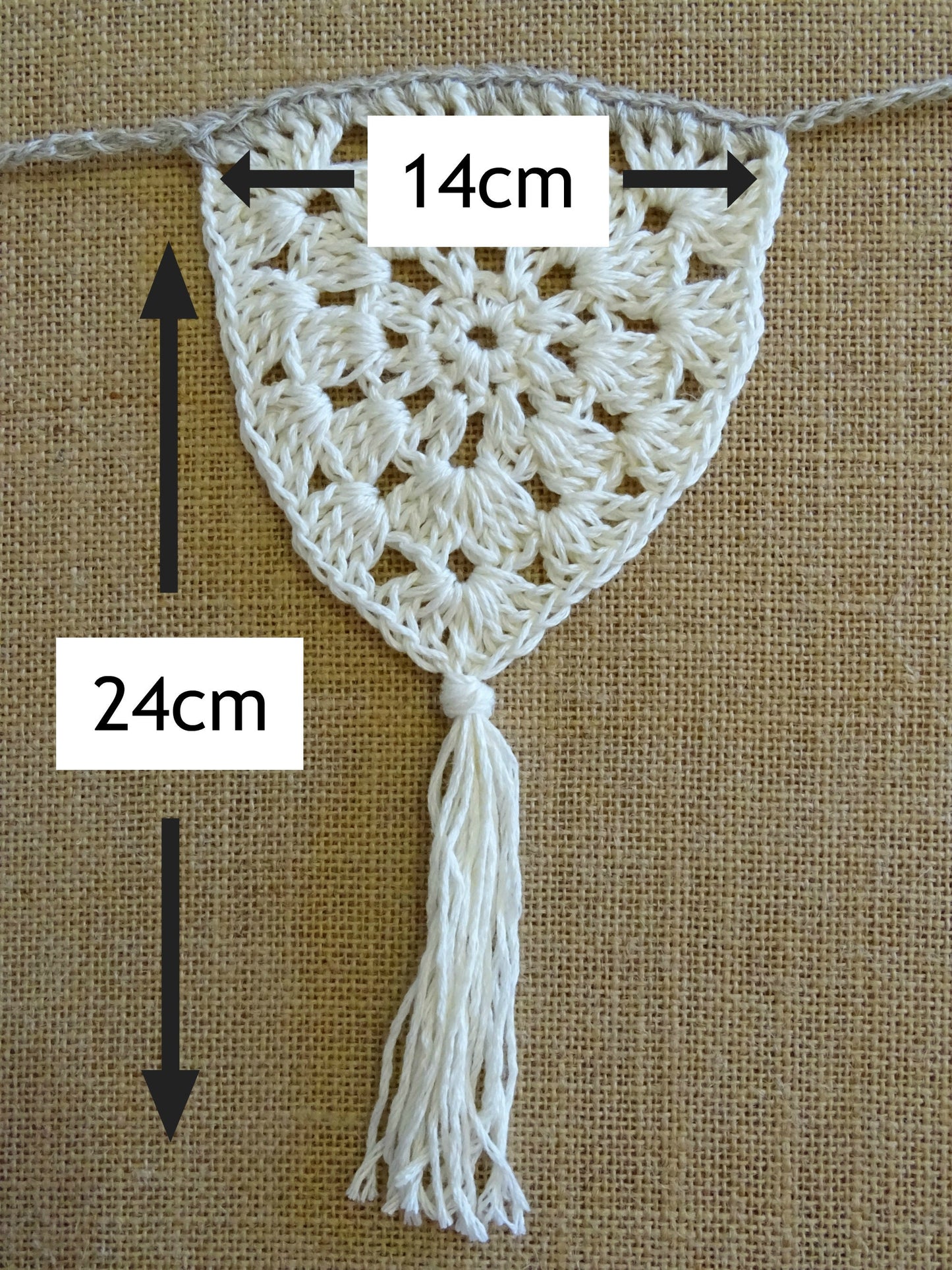 Crochet Bunting Pattern | Crocheted Garland Tutorial Stash Buster | DIY Boho Wall Decor Project | Boho Home Decor House Warming Gift 0163