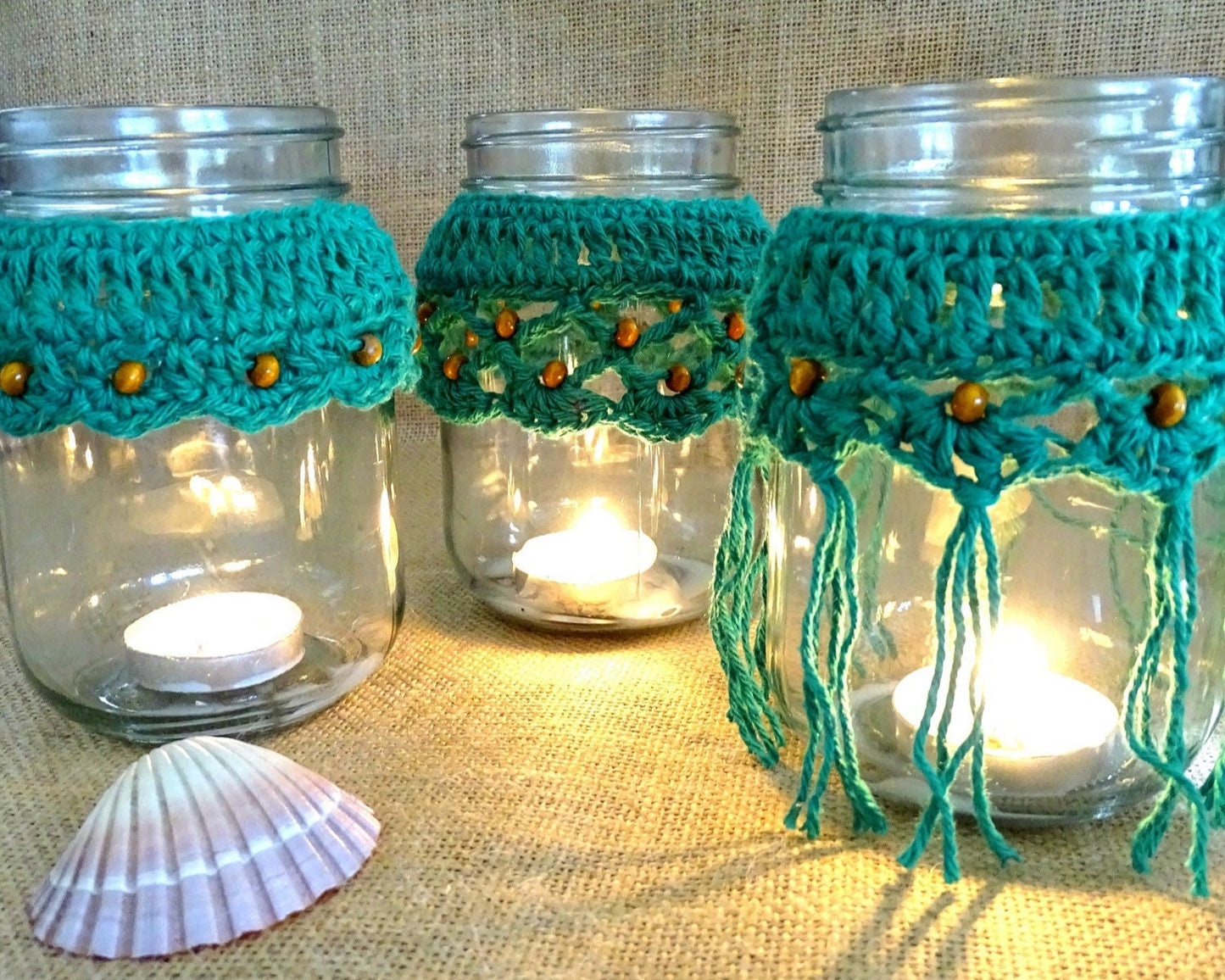 3 x PDF Crochet Candle Cozy Cozies Patterns For Mason Jars | Crocheted Home Decor House Warming Gift | DIY Boho Wedding Candles | 0133