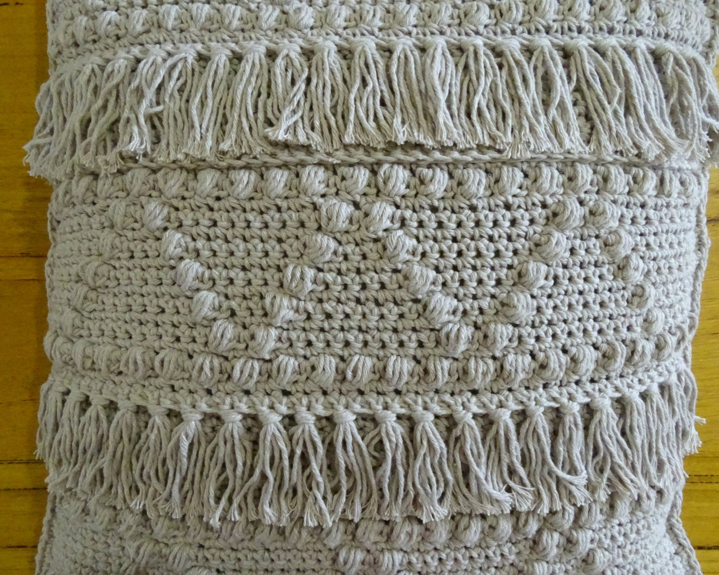 Crochet Cushion Cover Pattern | DIY Boho Crocheted Tassel Throw Pillow PDF Patterns Tutorial Download | Bohemian Homewares Home Decor 0148