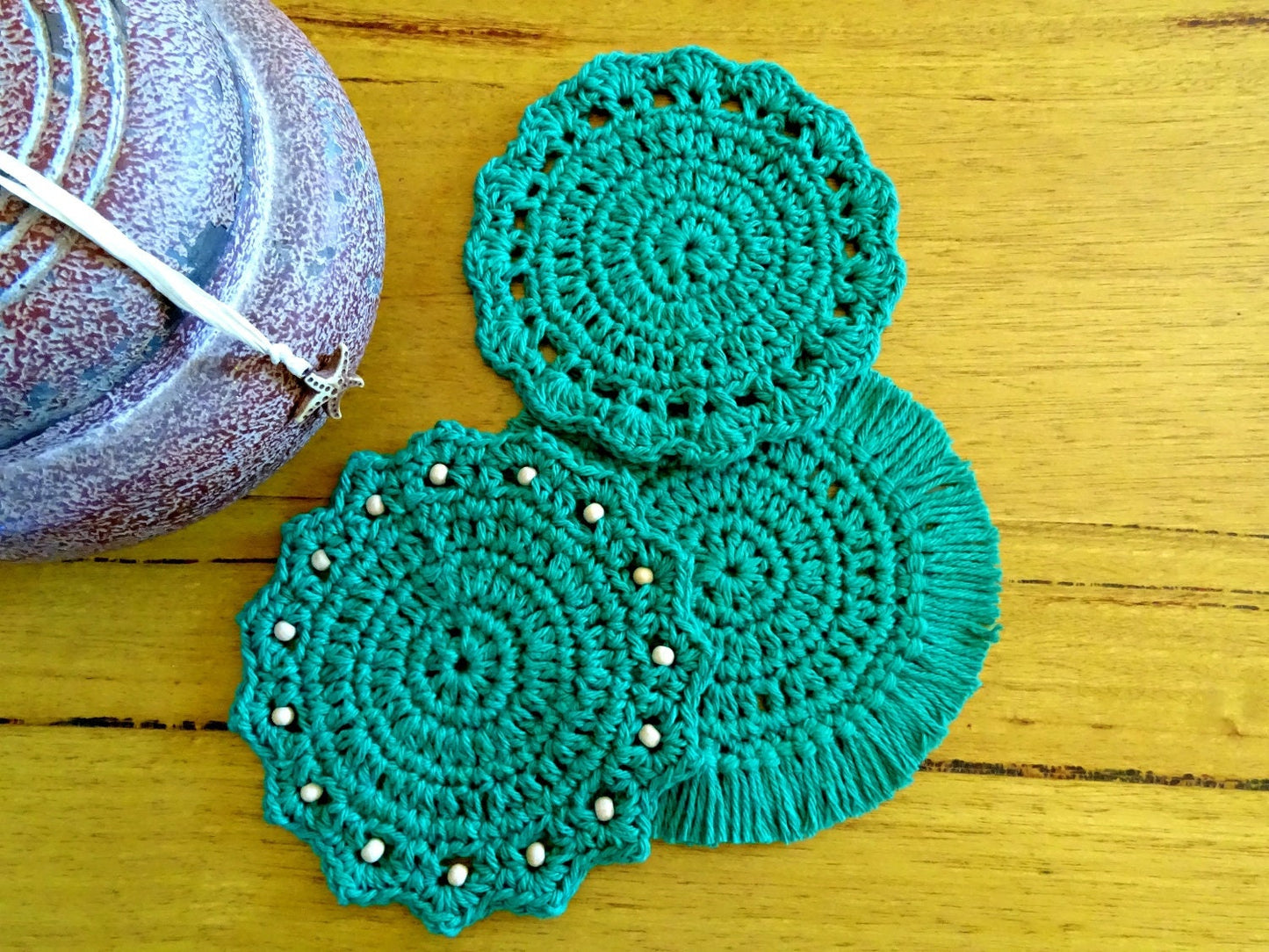 3 x PDF Crochet Coaster Patterns | DIY Crocheted Coaster Set Mug Rug Tutorial | Table Decor House Warming Gifts Crochet Project 0132