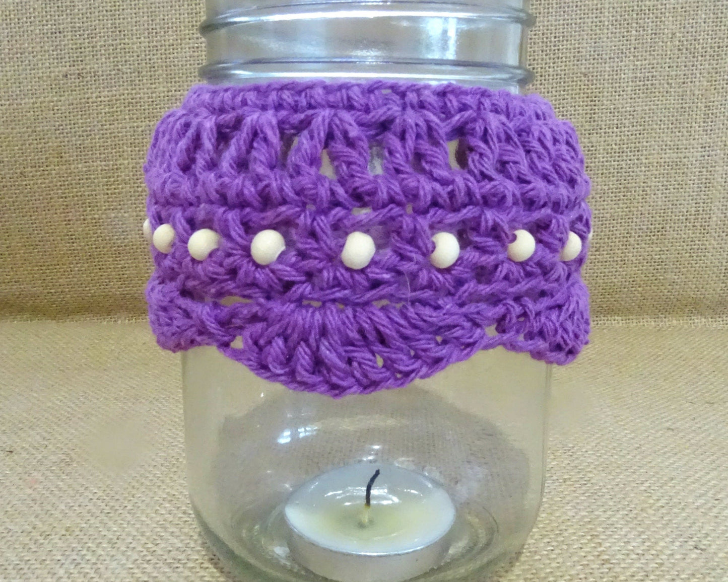3 x PDF Crochet Candle Cozy Pattern | Crocheted Mason Jar Covers Tutorial | DIY Boho Wedding Candles Project | Home Decor Housewarming 0159
