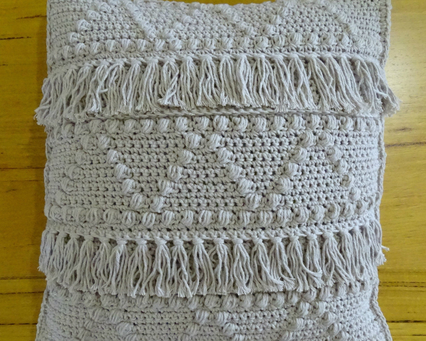 Crochet Cushion Cover Pattern | DIY Boho Crocheted Tassel Throw Pillow PDF Patterns Tutorial Download | Bohemian Homewares Home Decor 0148