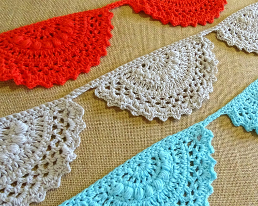 Crochet Bunting Pattern | Crocheted Garland Tutorial | DIY Boho Wall Decor Project Stash Buster | Boho Home Decor House Warming Gift 0166