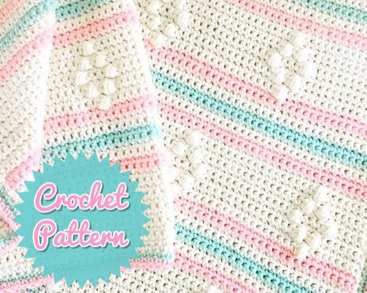Crochet Baby Blanket Pattern | Crocheted DIY Cot Cover PDF Download | Nursery Decor Throw Rug For Baby Room 0149