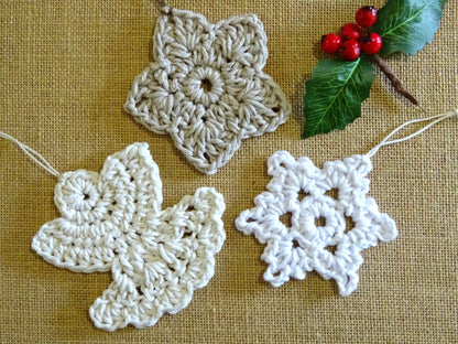 3 x PDF Crochet Christmas Tree Ornaments Pattern | DIY Crocheted Boho Christmas Decorations Tutorial | Holiday Gifts Crochet Projects 0170