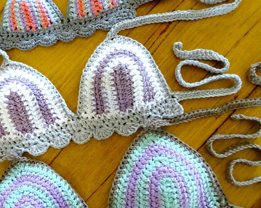 Crochet Bikini Pattern Download | Crocheted Festival Bra Halter Neck Crop Top PDF Pattern | Boho Bohemian Beach Style Clothing Top 0125