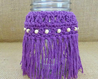 3 x PDF Crochet Candle Cozy Pattern | Crocheted Mason Jar Covers Tutorial | DIY Boho Wedding Candles Project | Home Decor Housewarming 0159