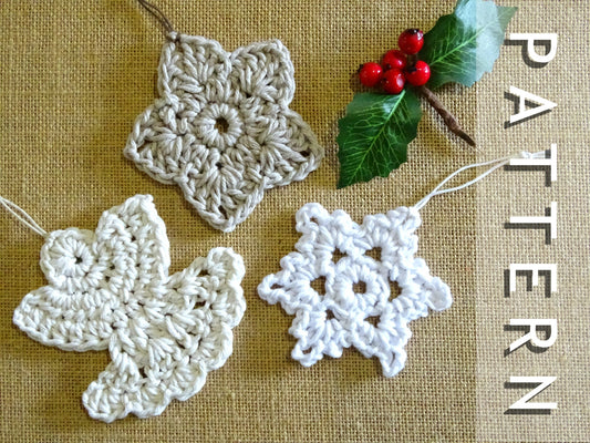 3 x PDF Crochet Christmas Tree Ornaments Pattern | DIY Crocheted Boho Christmas Decorations Tutorial | Holiday Gifts Crochet Projects 0170