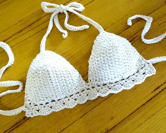 Crochet Bikini Pattern Download | Crocheted Festival Bra Halter Neck Crop Top PDF Pattern | Boho Bohemian Beach Style Clothing Top 0107