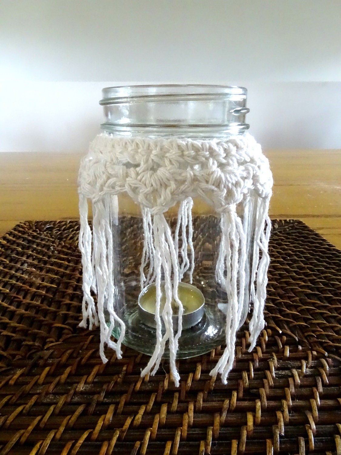3 x PDF Crochet Pattern Candle Cozy Cozies Covers For Mason Jars | Crocheted Boho Wedding Candles Tutorial | Home Decor House Warming 0100